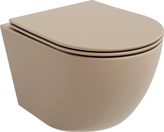 Mexen Lena WC mísa Rimless s pomalu padající deskou slim, duroplast, Matná cappuccino - 30224064