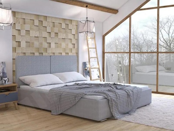 Čalouněná postel do ložnice Szymi, Rozměr postele: 160 x 200 cm, Rošt: ne, Potah:: Puerto 1 + Galahad 1542