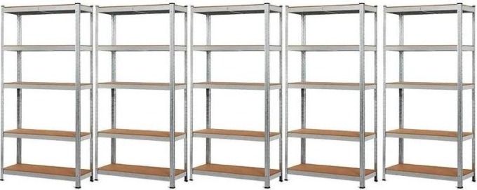 Fistar AKCE - Balíček : 5x Regál 1800x900x450 mm kovový zinkovaný 5-policový