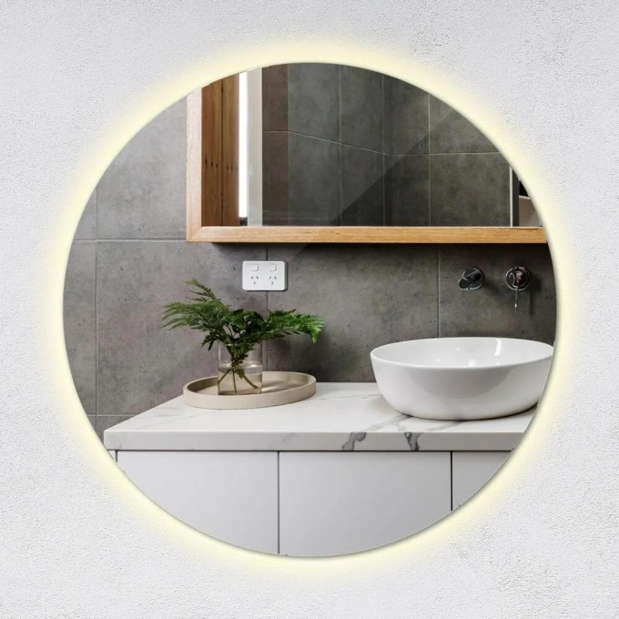 Elegantní kulaté zrcadlo s LED pro koupelnu o průměru 70 cm