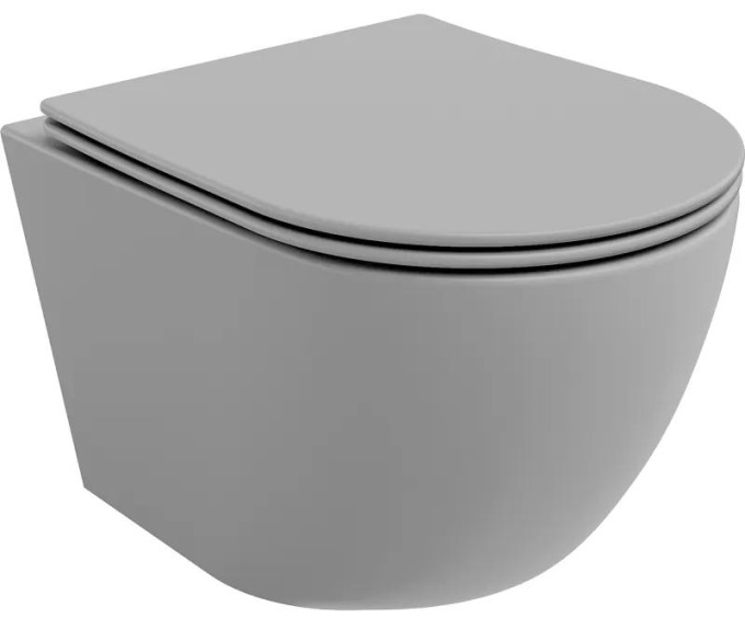 Mexen Lena WC mísa Rimless s pomalu padající deskou slim, duroplast, Světle matová šedá - 30224061