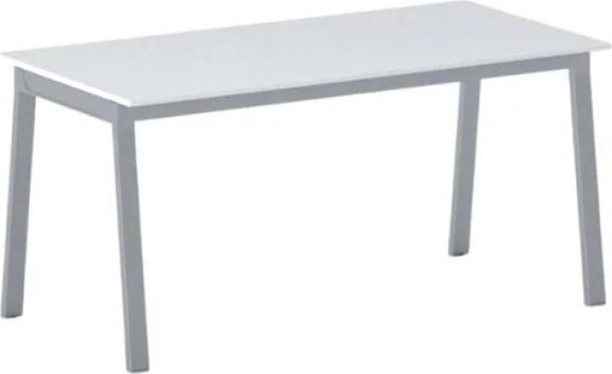 Kancelářský pracovní stůl PRIMO BASIC, šedostříbrná podnož, 1600 x 800 mm, bílá