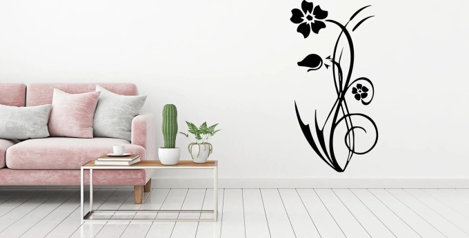 Lepy.cz Samolepka na zeď Květina s poupátkem Velikost (šířka x výška): 40x78cm, Barevná varianta: Bílá