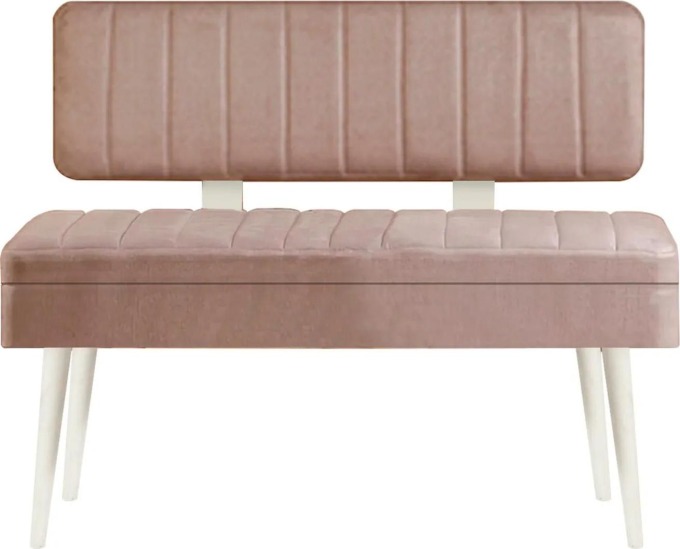 Bílá-kamenná šedá čalouněná lavice s úložným prostorem Vina