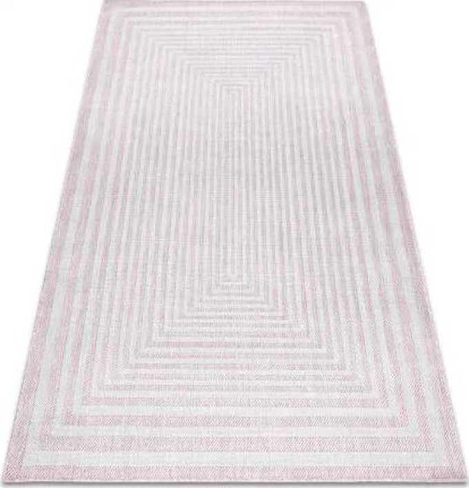 koberec SISAL SION bludiště 22376 ploché tkaní růžový / ecru velikost 200x290 cm | krásné koberce cz