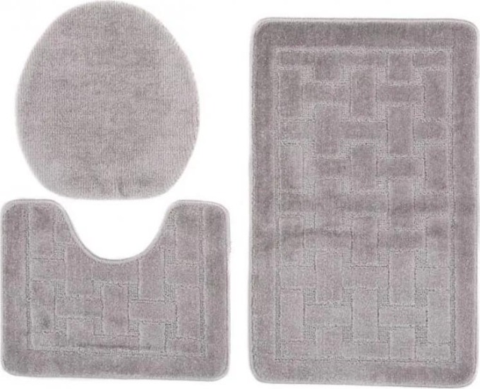 Koupelnové předložky s mřížkovým vzorem v šedé barvě o rozměrech 50x80cm, 3 ks