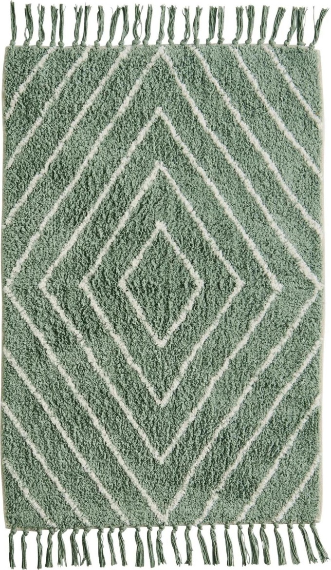 MADAM STOLTZ Předložka do koupelny Dusty Green 60 x 90 cm, zelená barva, textil