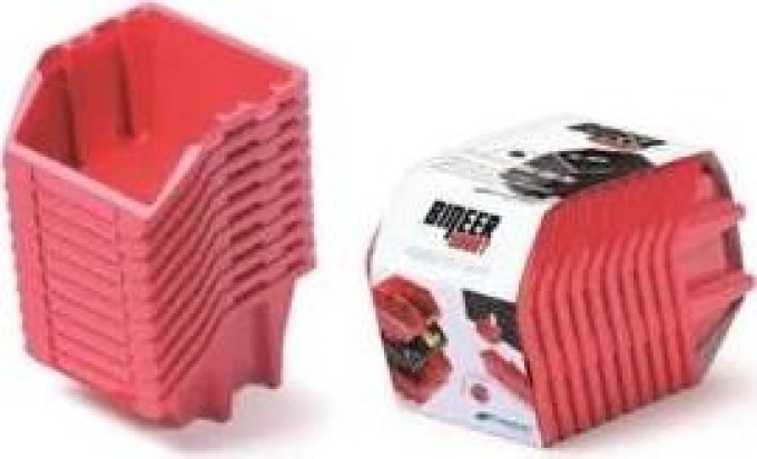Set úložných boxů 10ks BINEER SHORT 118x98x70 mm červený