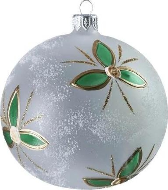 Transparentní baňka s dekorem růžiček