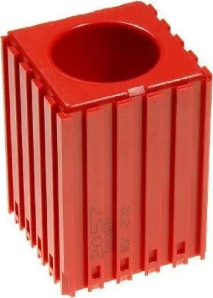 Plastový box na nářadí s válcovou stopkou D32, modul 5x5, 1 dutina, červená
