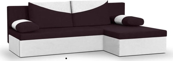 Rozkládací rohová sedací souprava ROLO Fialová/Bílá s funkcí spaní a úložným prostorem na ložní soupravu
