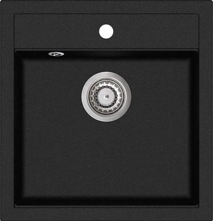 Spodní skříňka Aquastone SIMPLE 50 černá metalická s rozměrem dřezu 490 x 510 mm a hloubkou 200 mm, vhodná pro montáž na desku o minimální šířce 500 mm