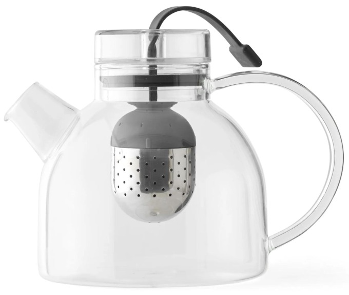 Audo Copenhagen Skleněná čajová konvice Kettle 750 ml, šedá barva, čirá barva, sklo