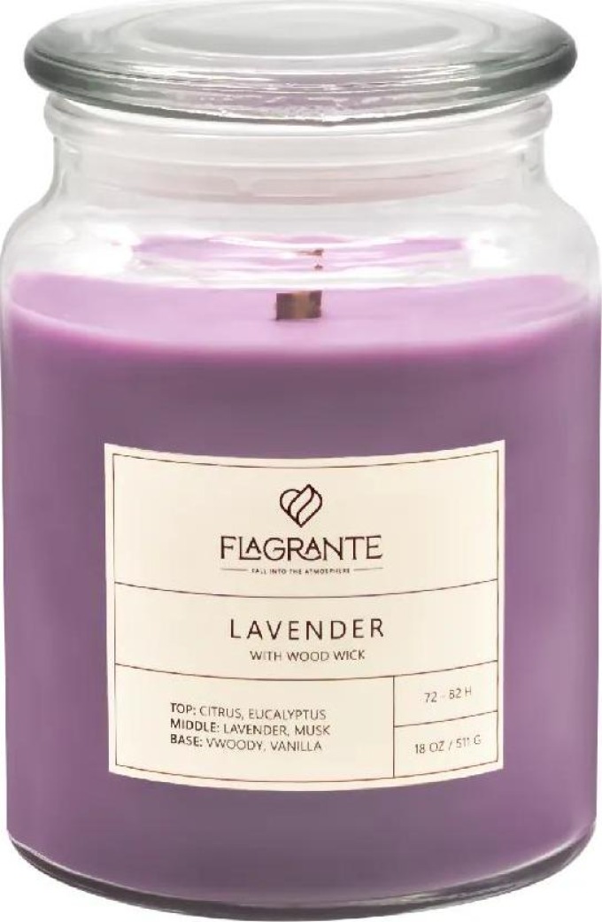 FLAGRANTE vonná svíčka s dřevěným knotem Lavender 511 g