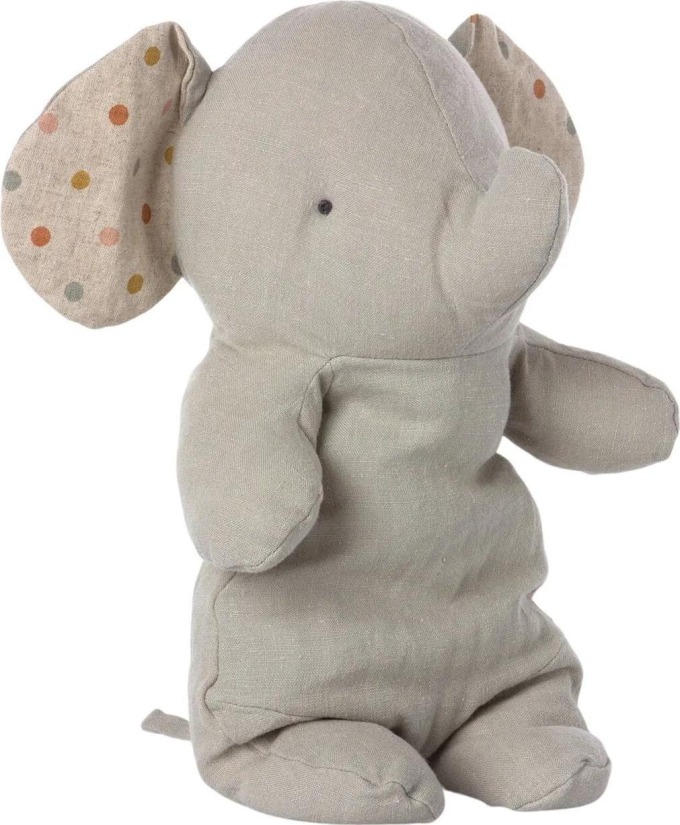 Maileg Látkový slon Elephant Medium Grey, šedá barva, textil