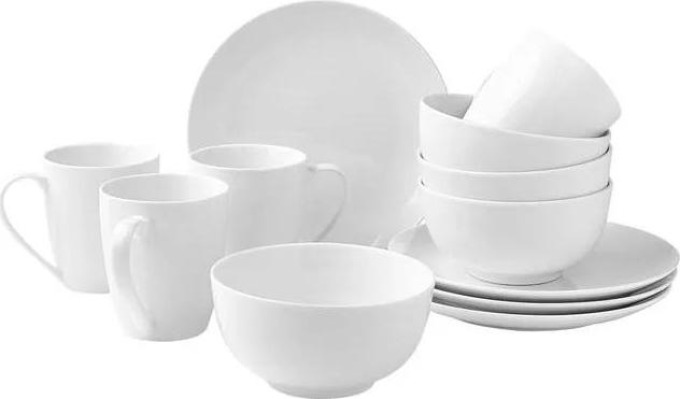 Sada porcelánového snídaňového nádobí Delight Classic, pro 4 osoby (12 dílů)