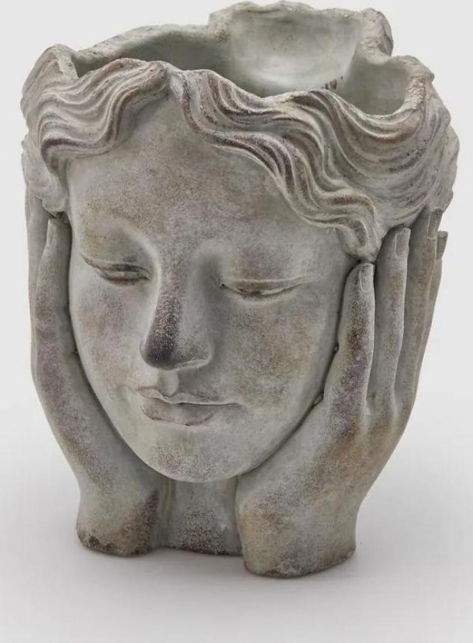 Kameninová váza hlava ženy, 24x21 cm