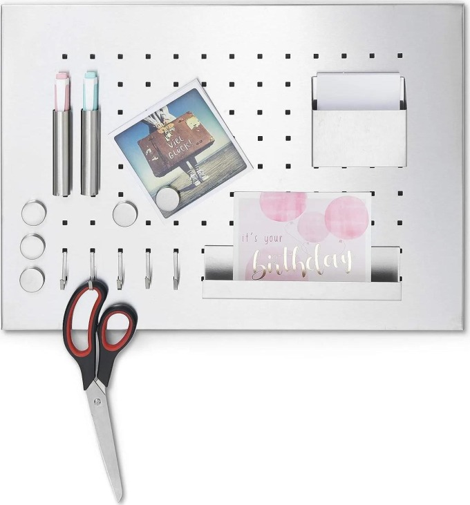 Nerezová magnetická tabule, nástěnka s příslušenstvím, 50x35cm