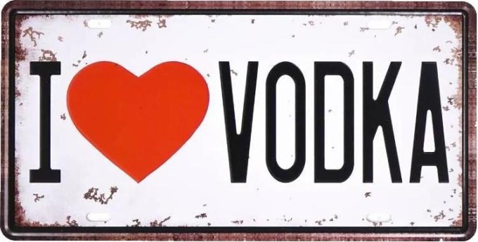 Kovová cedule I LOVE VODKA