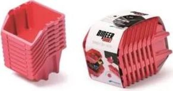 Set úložných boxů 8ks BINEER SHORT 144x118x84 mm červený