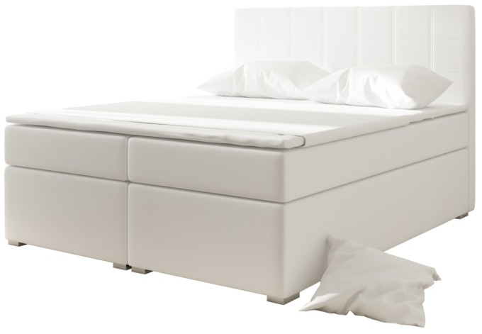 Boxspring HIRSUTA 06 180x200,  bílá ekokůže