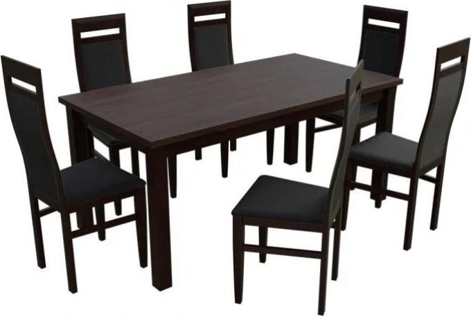 Jídelní set pro 6 osob - RK024, Barva dřeva: ořech, Potah: ekokůže Soft 011