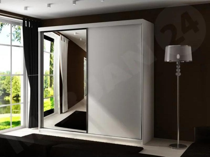 Šatní skříň se zrcadlem Sahara 23/200, Osvětlení: bez osvětlení, Barva: bílý