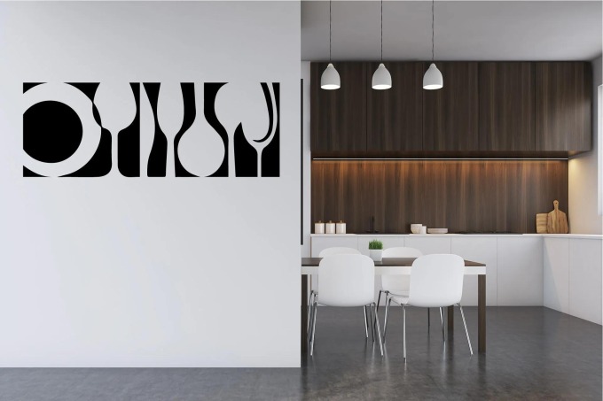 Lepy.cz Samolepka na zeď Nádobí Velikost (šířka x výška): 75x27cm, Barevná varianta: Světle oranžová