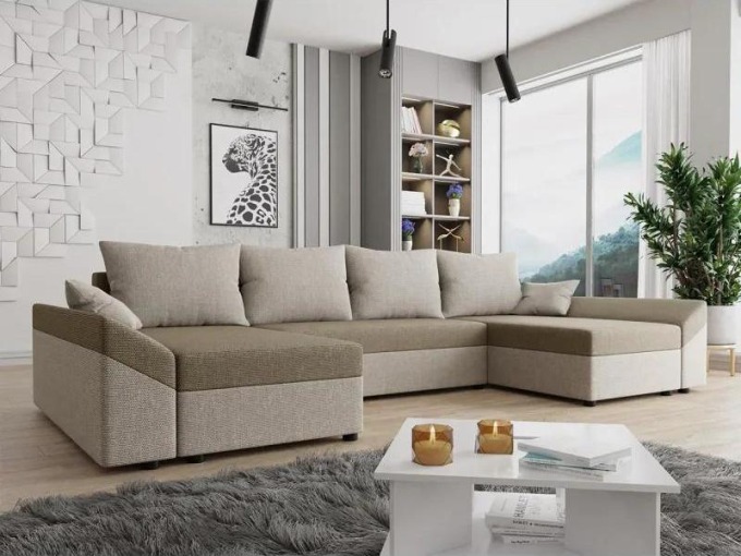 Moderní rohová pohovka Peltata U Lux, Barva: Muna 02 + Muna 03