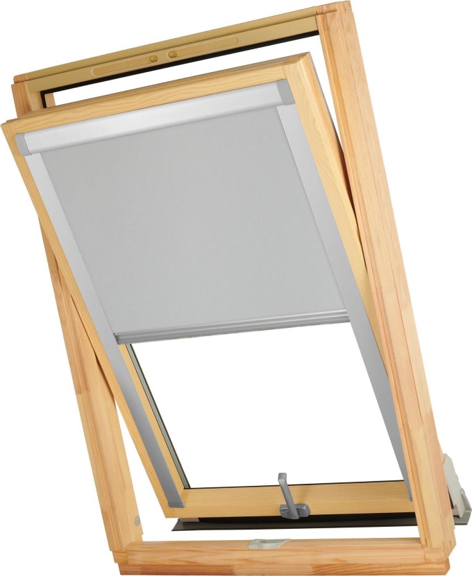 Dekodum Termoizolační roleta na střešní okno typu FAKRO 55x78 Barva látky: Grey Silver, Barva profilu: Stříbrná