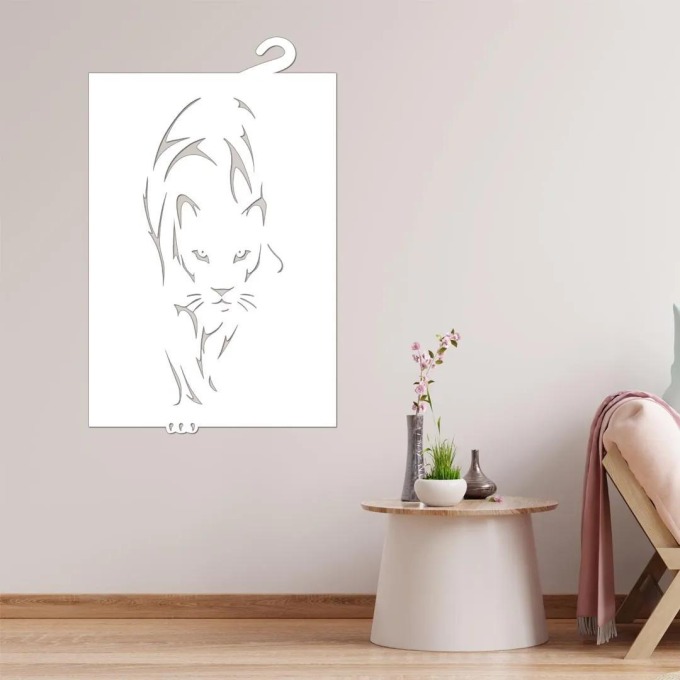 dřevo života Dřevěná dekorace na zeď Panter Rozměry (cm): 100x160, Barevný vzor: Bílá