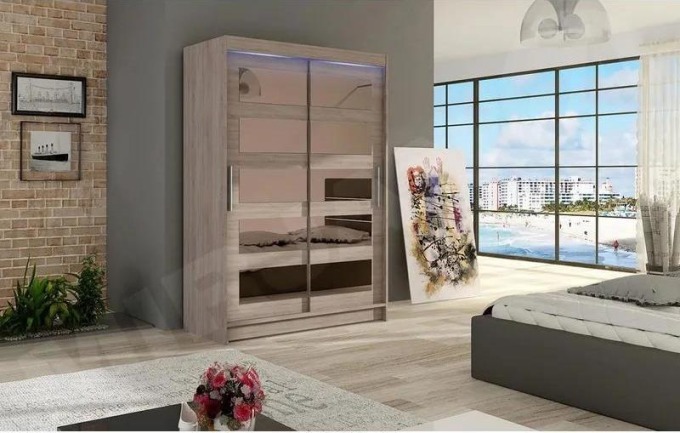 Skříň Ada IV, Barva: trufel, Osvětlení: osvětlení LED RGB - barevné