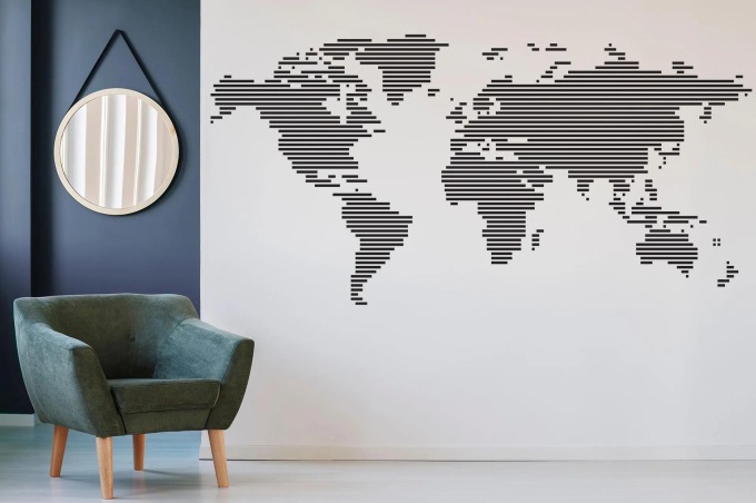 Lepy.cz Samolepka na zeď Mapa - linky horizontální Velikost (šířka x výška): 238x119cm, Barevná varianta: Lípová zelená