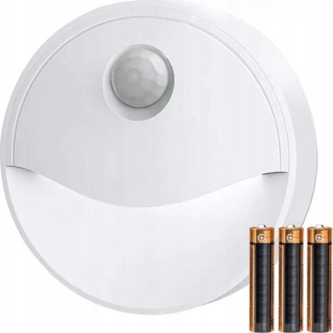 Schodišťové osvětlení s detektorem pohybu v kompaktním rozměru a štíhlém designu, vhodné pro instalaci na jakémkoli místě, s barvou studeného světla a 3x bateriemi AAA v balení