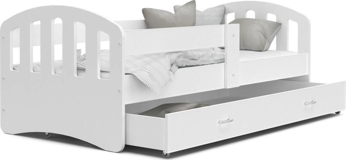 Dětská postel se šuplíkem HAPPY - 180x80 cm - bílá