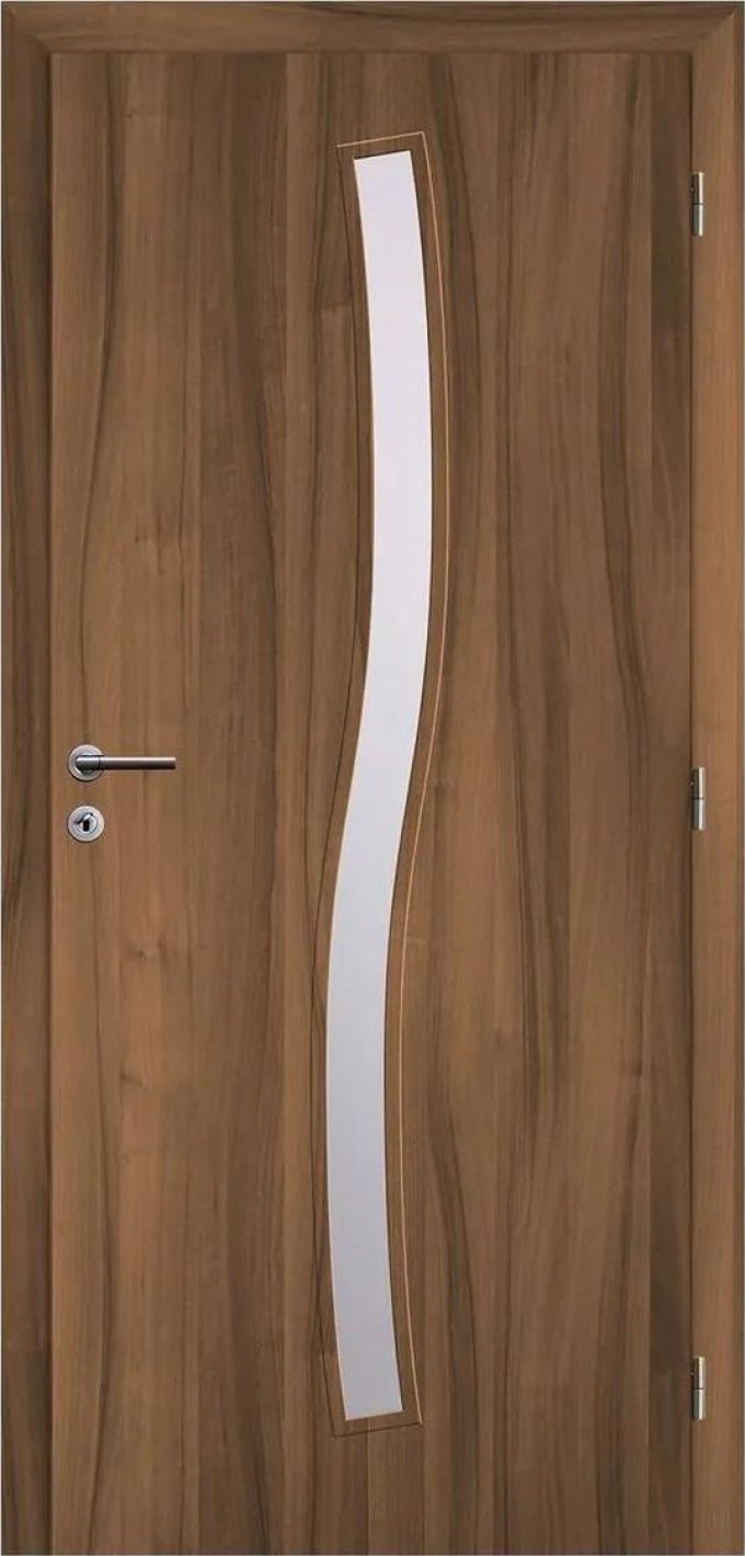 Solodoor Interiérové dveře Etta 1, 70 P, 750 × 1985 mm, fólie, pravé, ořech královský, prosklené