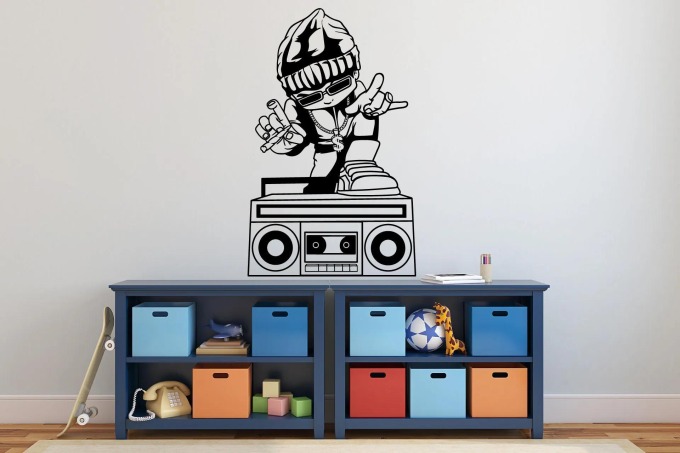 Lepy.cz Samolepka na zeď Hip hop Velikost (šířka x výška): 75x120cm, Barevná varianta: Tmavě modrá