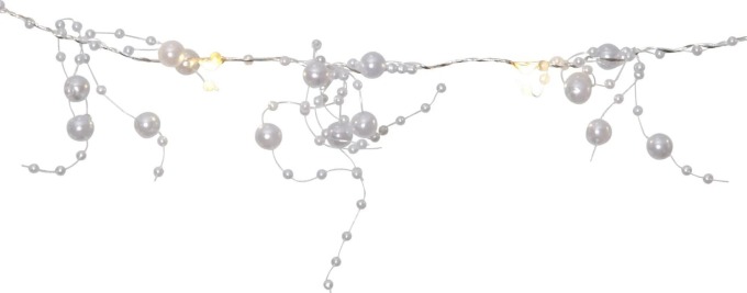 Vánoční nano řetěz s časovačem DEW DROP, 20xLED, 1,2W, 1,9m, 3xAA, bílé kuličky Polar DEW DROP 728-34