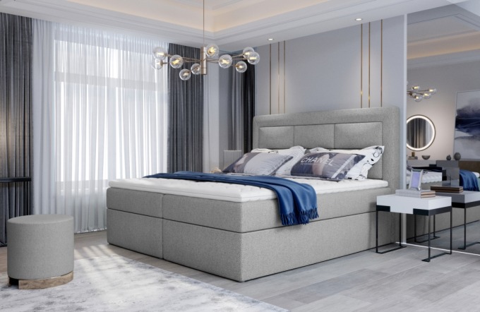 Boxspring KORBELA 07 140x200, světle šedá látka