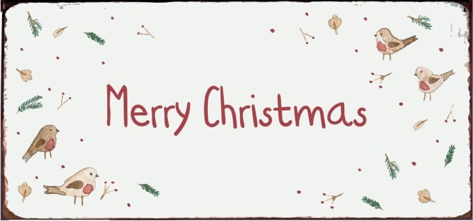 IB LAURSEN Plechová cedule Merry Christmas, červená barva, kov