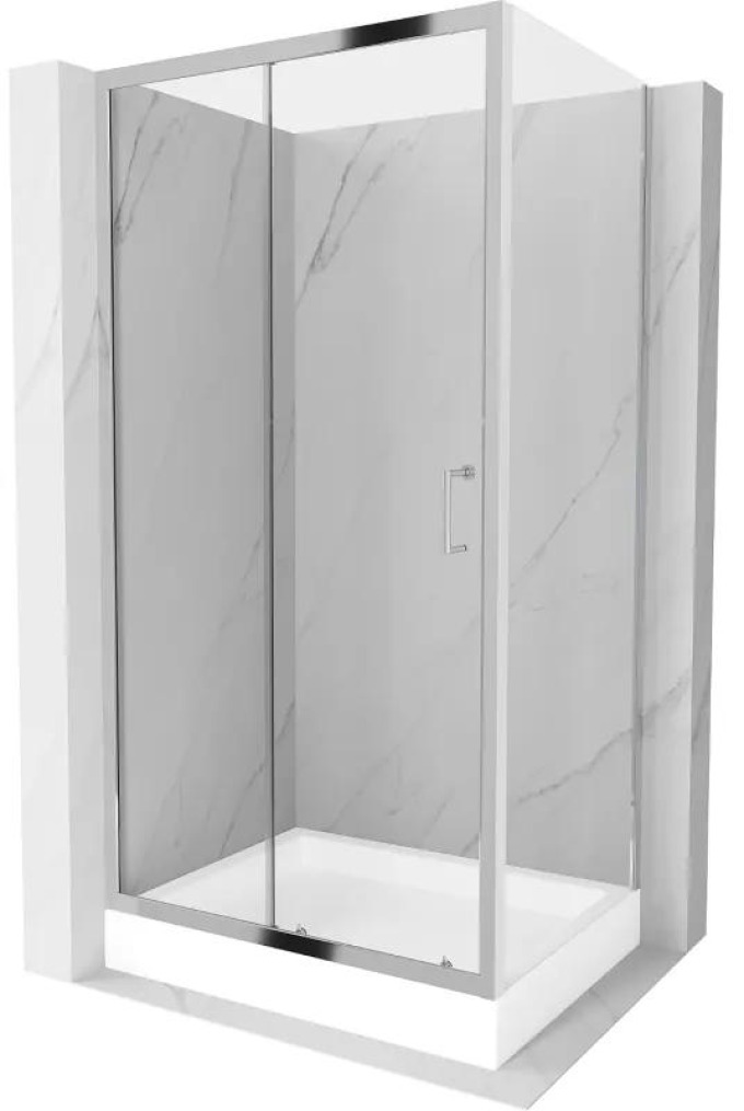 Mexen Apia rozsouvací sprchový kout 120 x 80 cm, Průhledné, Chromovaná + sprchová vanička Rio - 840-120-080-01-00-4510