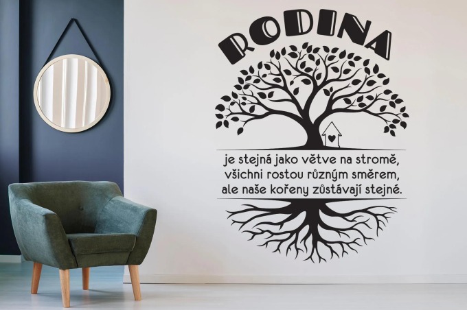 Lepy.cz Samolepka na zeď Rodina - Větve Velikost (šířka x výška): 95x125cm, Barevná varianta: Bílá