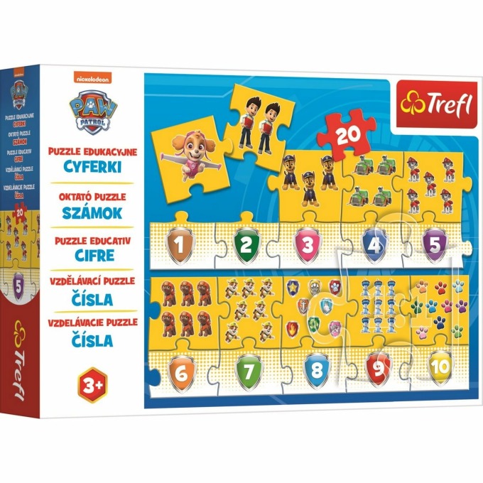 Trefl Vzdělávací puzzle Čísla Tlapková patrola, 20 dílků