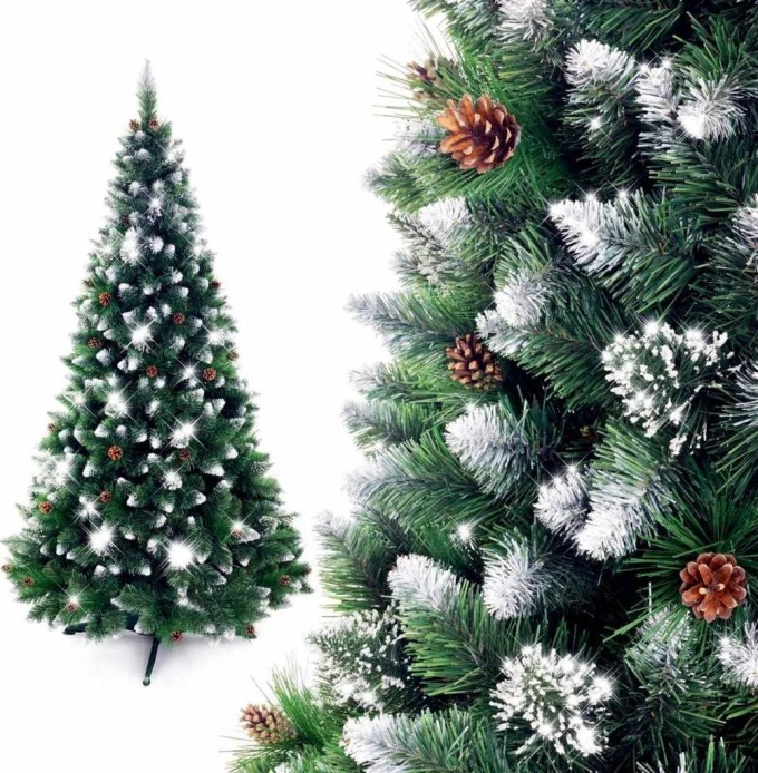 Vánoční stromek Borovice diamantová se stříbrnými třpytkami 120 cm