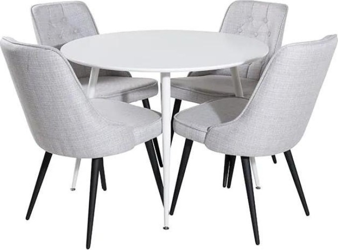 Nadčasová stolní souprava s kulatým elegantním stolem v bílo-šedém provedení