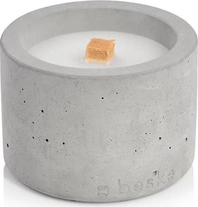 Dekorační betonový svícen o průměru 14 cm s ohněm a unikátním designem pro zpříjemnění posezení