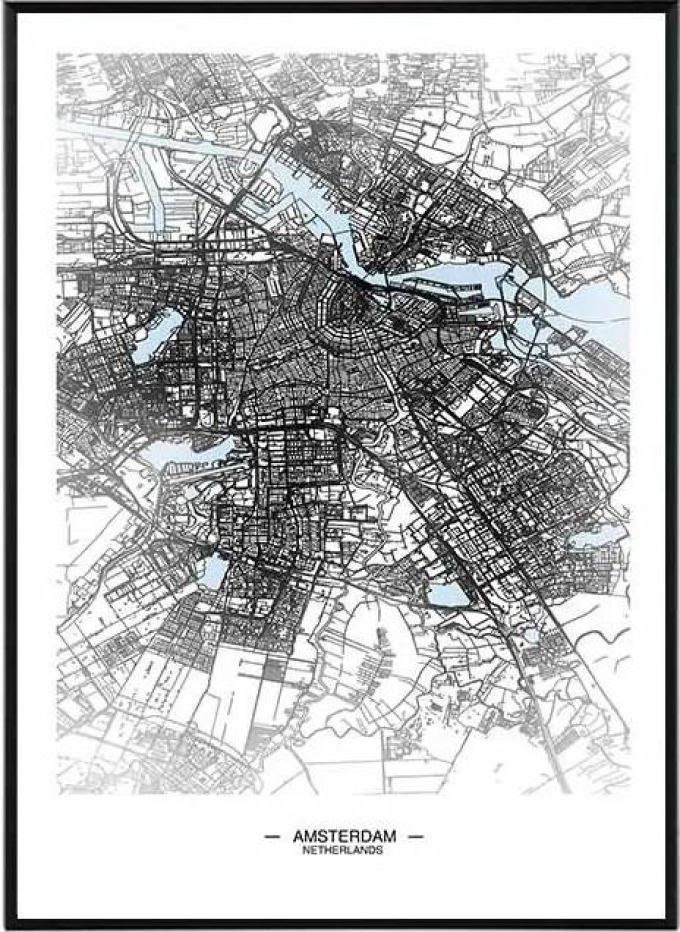 Amsterdam map - 50x70 cm Obraz