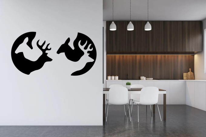 Lepy.cz Samolepka na zeď Jelen a laň Velikost (šířka x výška): l50x77cm, Barevná varianta: Černá
