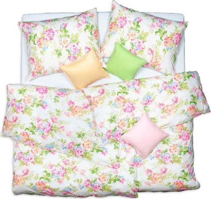 SCANquilt povlečení KLASIK hortensie bílopestrá 140 x 220/70 x 90 cm