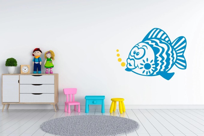 Lepy.cz Samolepka na zeď Vodní svět - Ryba Velikost (šířka x výška): 40x30cm, Kombinace barev sety: Tmavě Šedivá + světle modrá